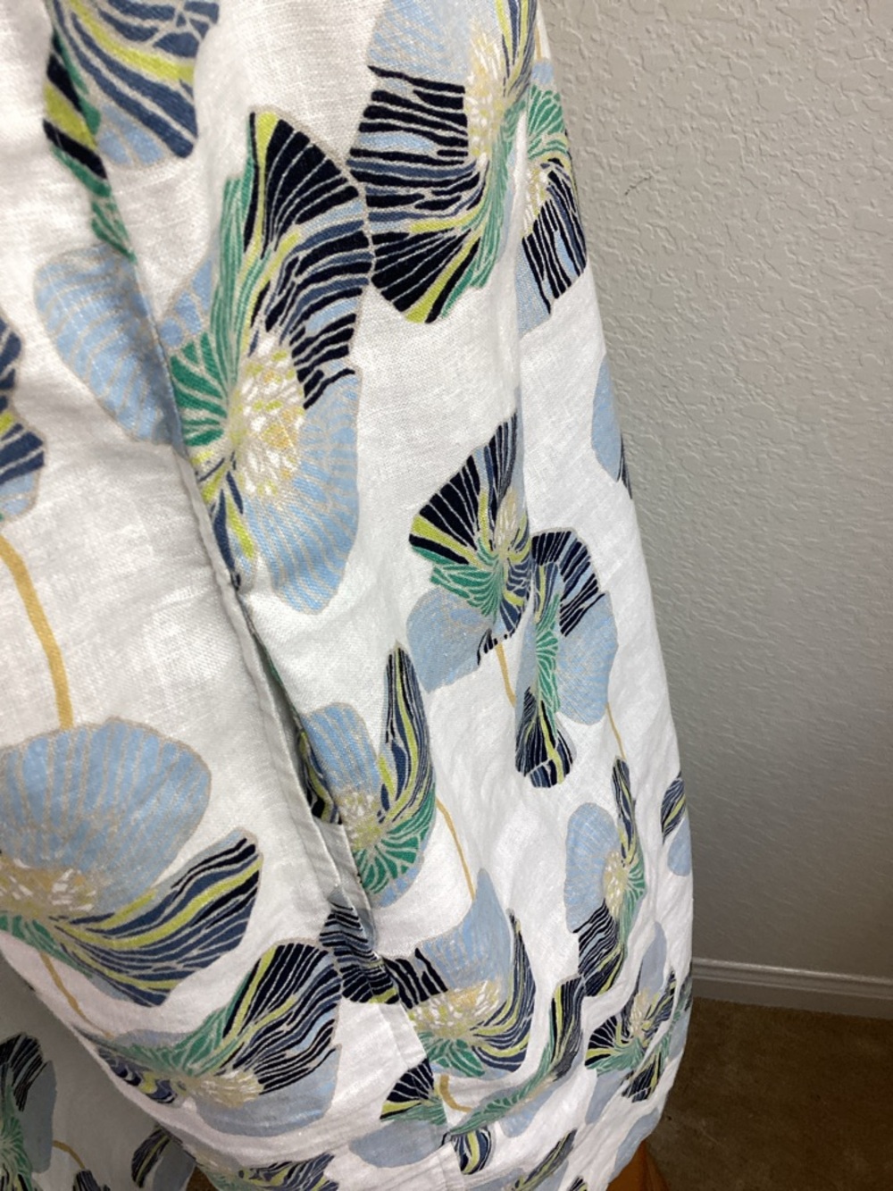 Habitat White Sleeveless Dress Blue, Navy & Lime Floral Pattern Size XL Linen - Picture 3 of 11